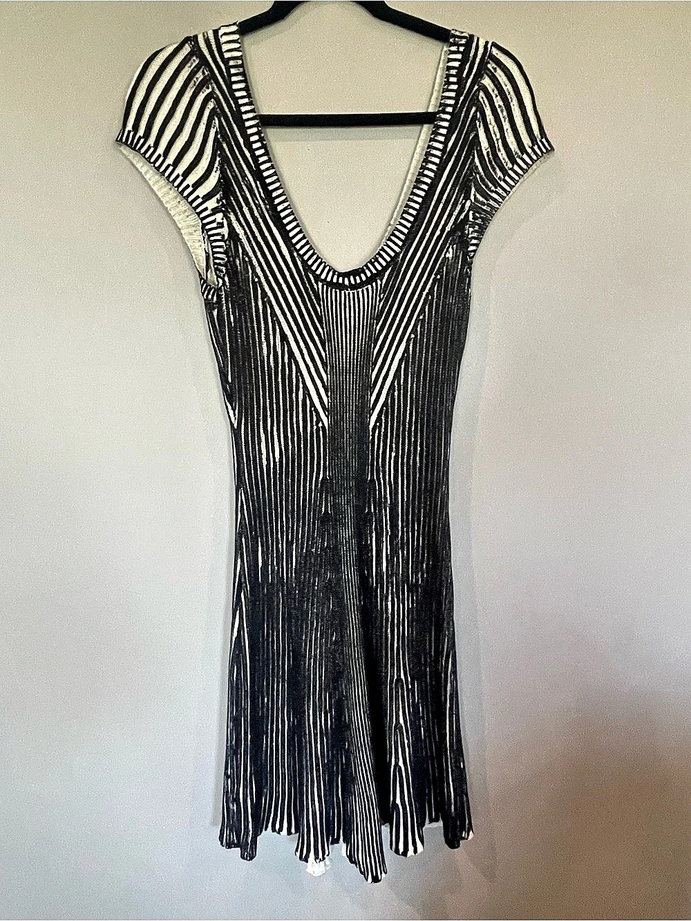 Free People Striped Mini Dress in Black & Cream Size Medium